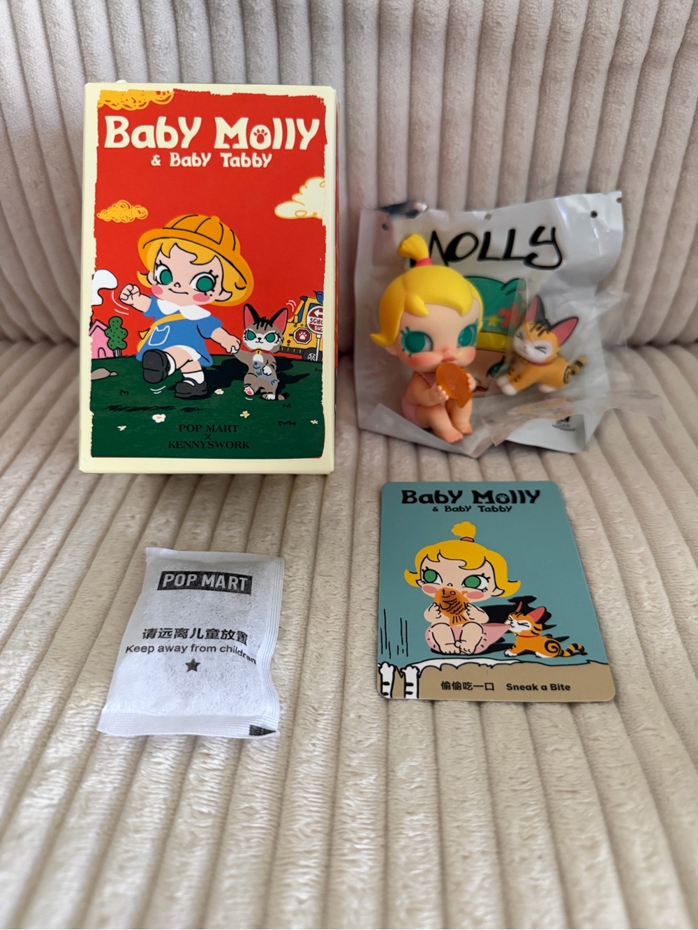 SNEAK A BITE - Baby Molly & Baby Tabby Figure -Doll with Cat. New. Verified.